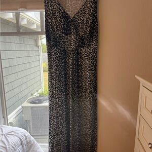 Loveappella Black and White Animal Print Maxi Dress